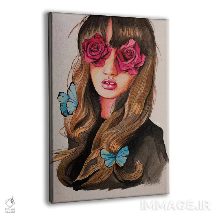 تابلو دکوراتیو نقاشی دختر با چشمان گلی اثر لاستاناو - نمای پرسپکتیو محصول