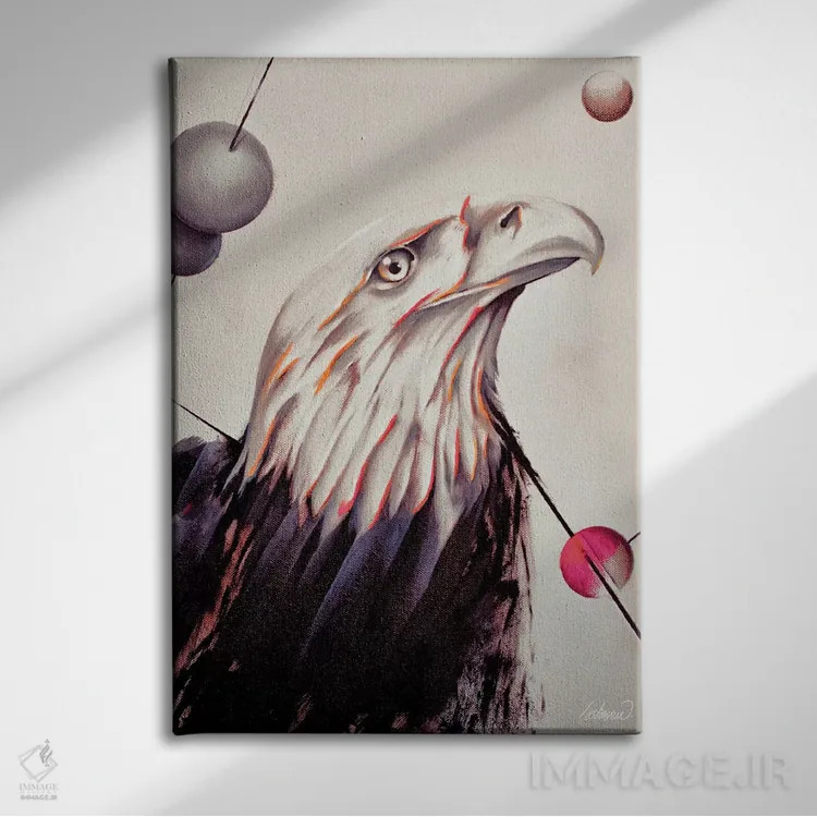 تابلو دکوراتیو نقاشی قدرت عقاب با رنگ روغن اثر Lostanaw - نمای روبهرو روی دیوار