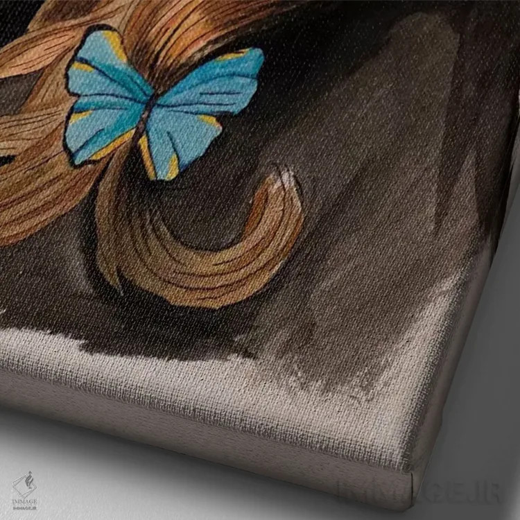 تابلو دکوراتیو نقاشی دختر با چشمان گلی اثر لاستاناو - نمای نزدیک بافت بوم