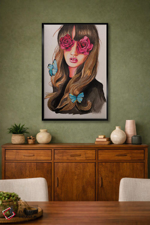 تابلو دکوراتیو نقاشی دختر با چشمان گلی اثر لاستاناو - D1B