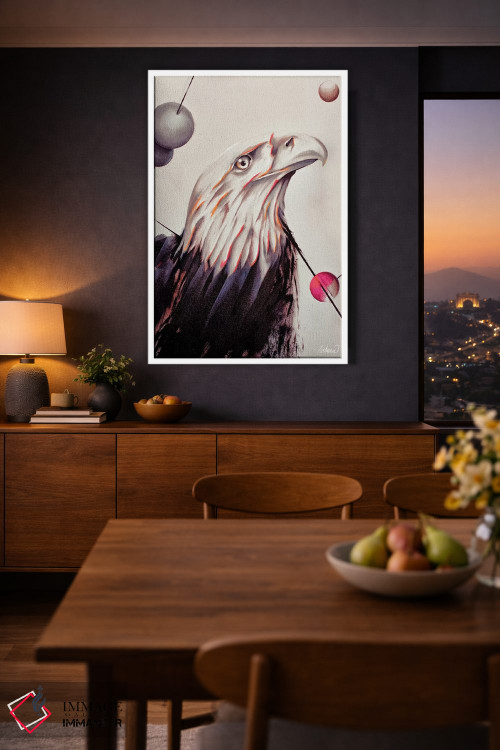 تابلو دکوراتیو نقاشی قدرت عقاب با رنگ روغن اثر Lostanaw - D3W