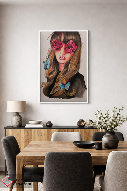 تابلو دکوراتیو نقاشی دختر با چشمان گلی اثر لاستاناو - D2W