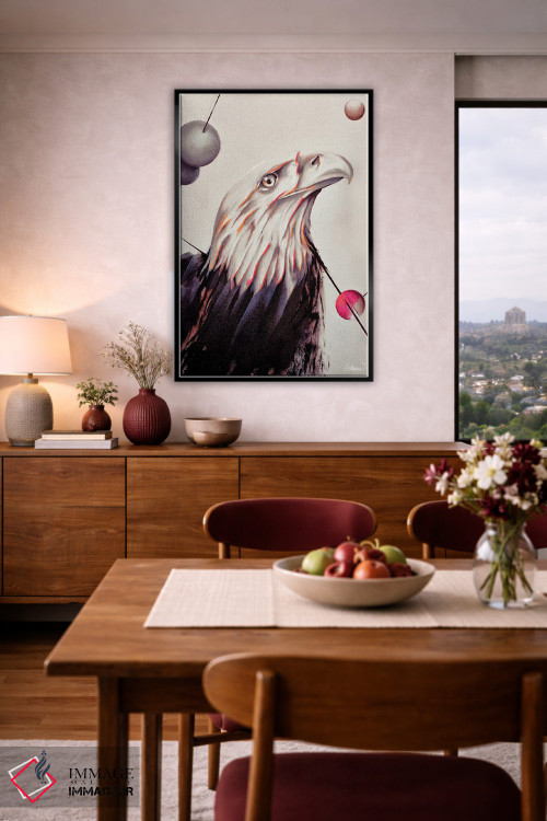 تابلو دکوراتیو نقاشی قدرت عقاب با رنگ روغن اثر Lostanaw - D5B