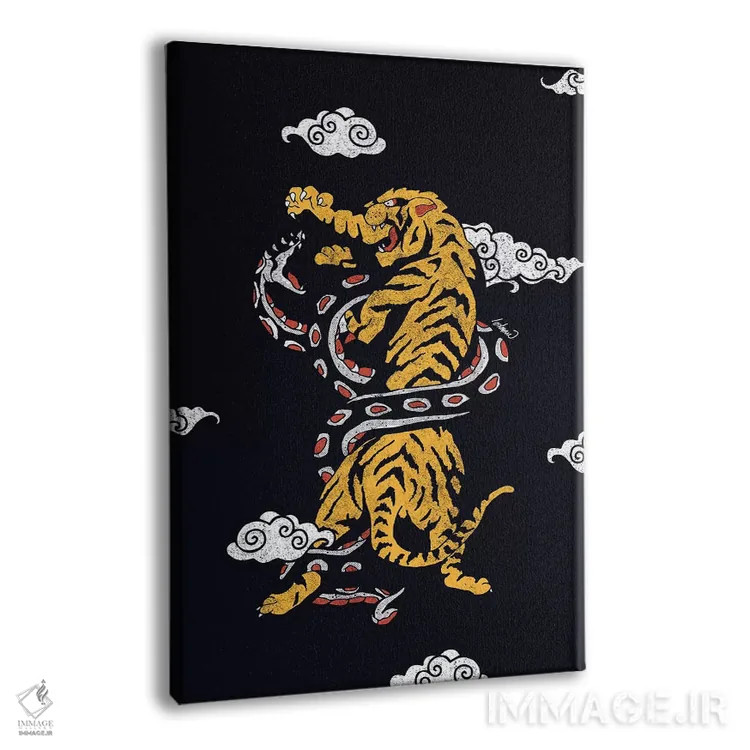 تابلو دکوراتیو ببر و مار در میان ابرها اثر لاستاناو - نمای پرسپکتیو محصول