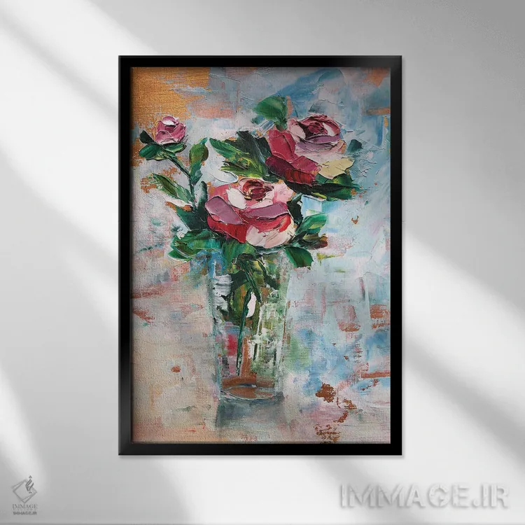 تابلو دکوراتیو تابستان یعنی گل صدتومانی اثر لنا اسمیرنوا - نمای قابدار مشکی