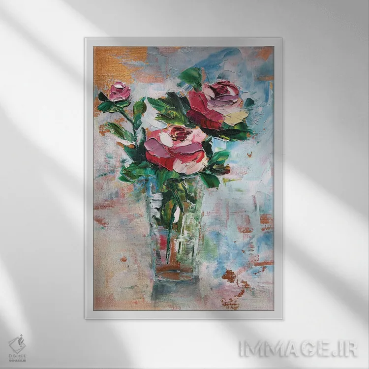 تابلو دکوراتیو تابستان یعنی گل صدتومانی اثر لنا اسمیرنوا - نمای قابدار سفید