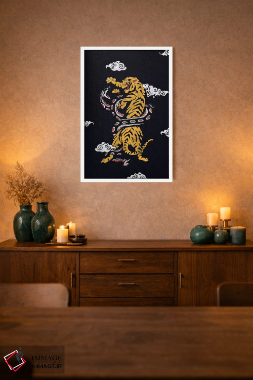 تابلو دکوراتیو ببر و مار در میان ابرها اثر لاستاناو - D1W