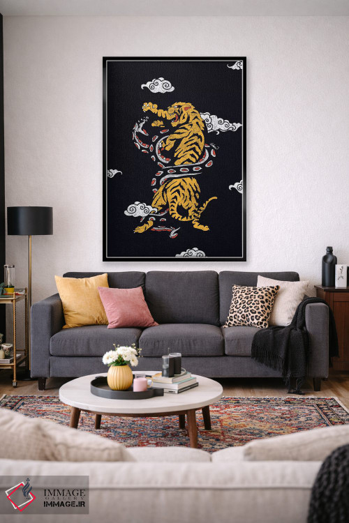 تابلو دکوراتیو ببر و مار در میان ابرها اثر لاستاناو - D2B