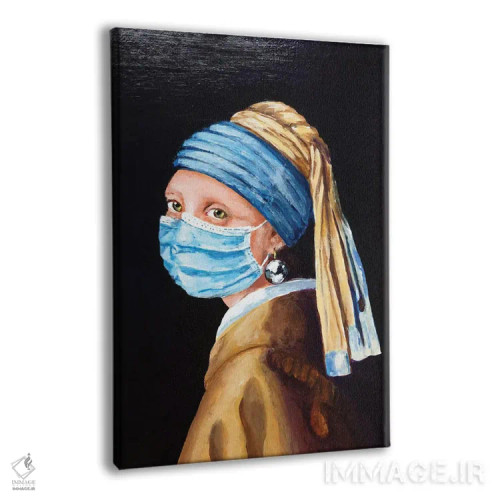 تابلو دکوراتیو دختر با گوشواره و ماسک شماره بیست و سه اثر لنا اسمیرنوا - نمای پرسپکتیو محصول