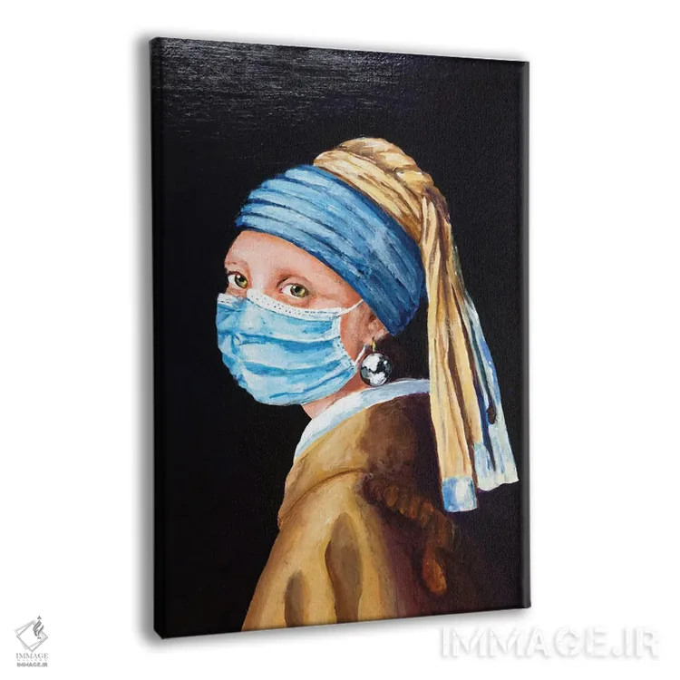 تابلو دکوراتیو دختر با گوشواره و ماسک شماره بیست و سه اثر لنا اسمیرنوا - نمای پرسپکتیو محصول