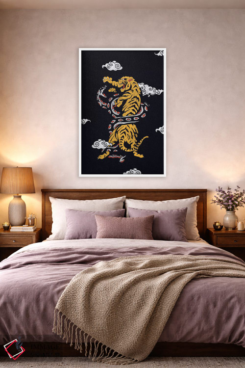 تابلو دکوراتیو ببر و مار در میان ابرها اثر لاستاناو - D3W