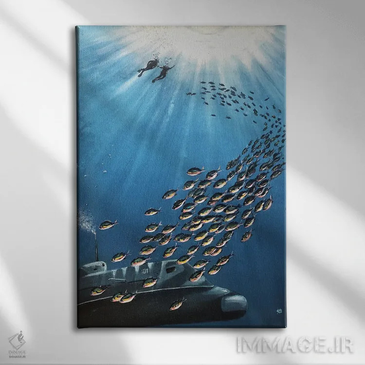 تابلو دکوراتیو ماهی بزرگ شماره دو اثر لنا اسمیرنوا - نمای روبهرو روی دیوار