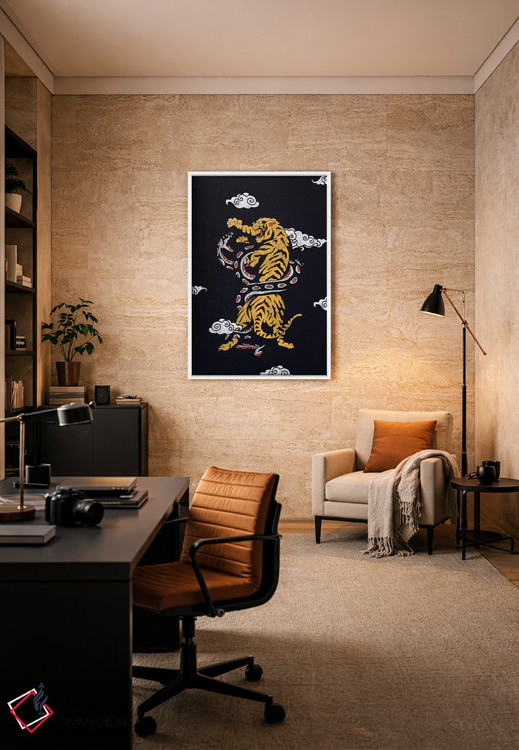 تابلو دکوراتیو ببر و مار در میان ابرها اثر لاستاناو - D5W