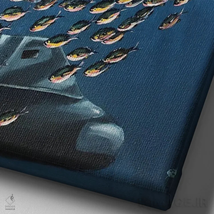 تابلو دکوراتیو ماهی بزرگ شماره دو اثر لنا اسمیرنوا - نمای نزدیک بافت بوم