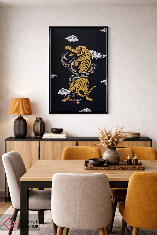 تابلو دکوراتیو ببر و مار در میان ابرها اثر لاستاناو - D6B