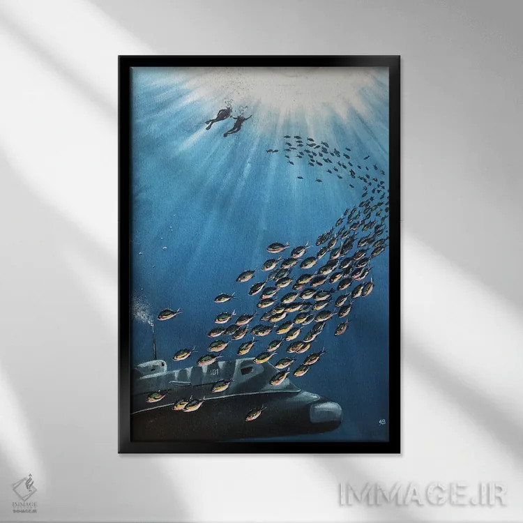 تابلو دکوراتیو ماهی بزرگ شماره دو اثر لنا اسمیرنوا - نمای قابدار مشکی