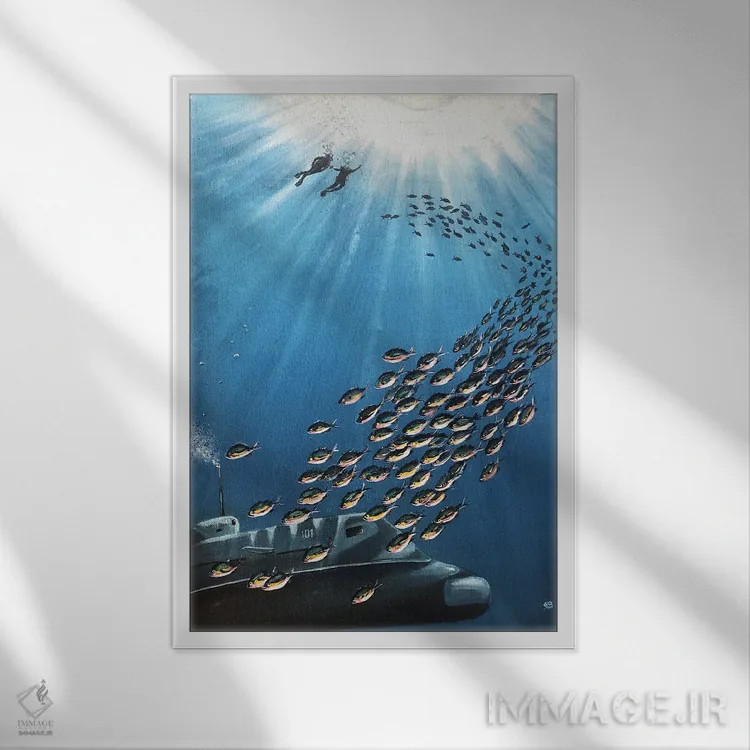 تابلو دکوراتیو ماهی بزرگ شماره دو اثر لنا اسمیرنوا - نمای قابدار سفید