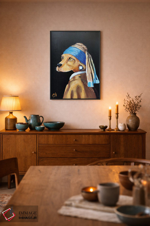 تابلو دکوراتیو دوباره سگ با گوشواره اثر لنا اسمیرنوا - D6B