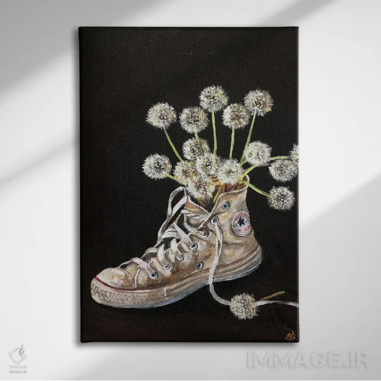 تابلو دکوراتیو قاصدک ها اثر لنا اسمیرنوا - نمای روبهرو روی دیوار