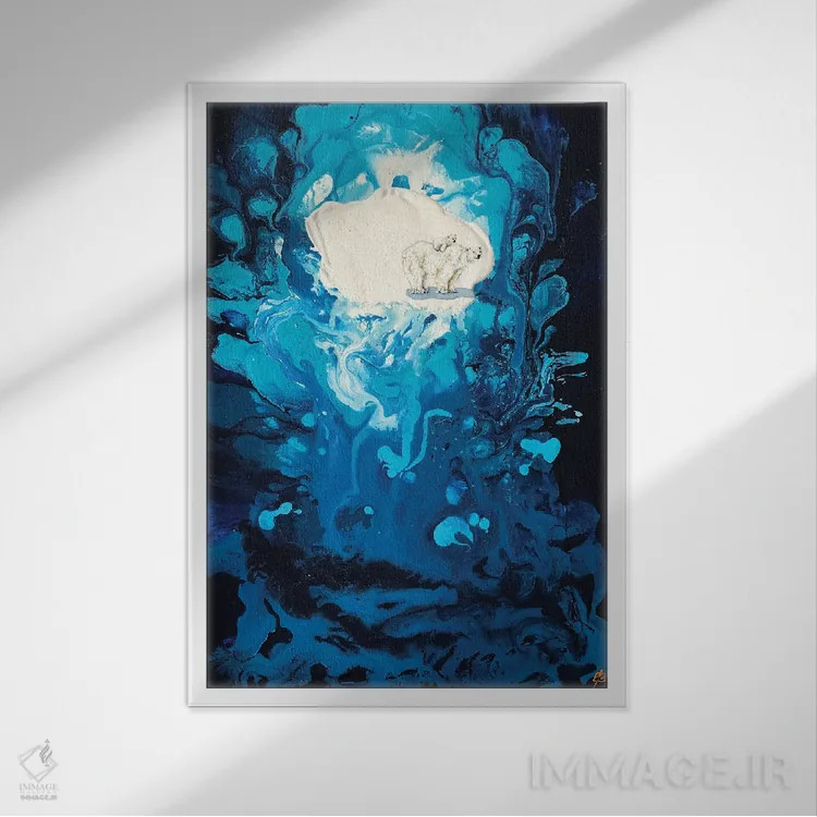 تابلو دکوراتیو یخ شماره پنج اثر لنا اسمیرنوا - نمای قابدار سفید