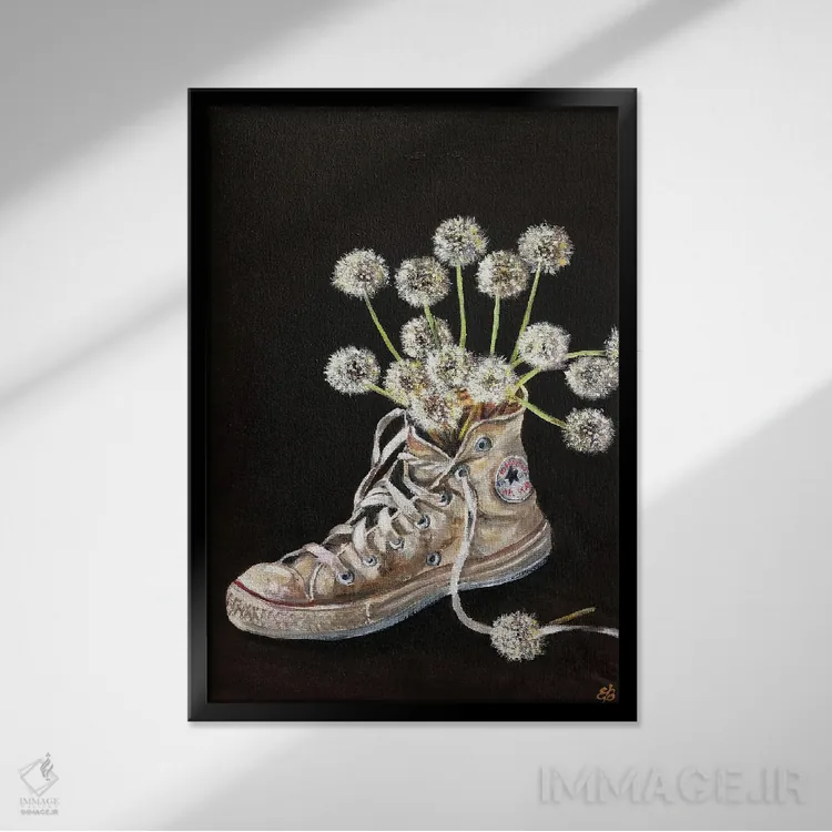 تابلو دکوراتیو قاصدک ها اثر لنا اسمیرنوا - نمای قابدار مشکی