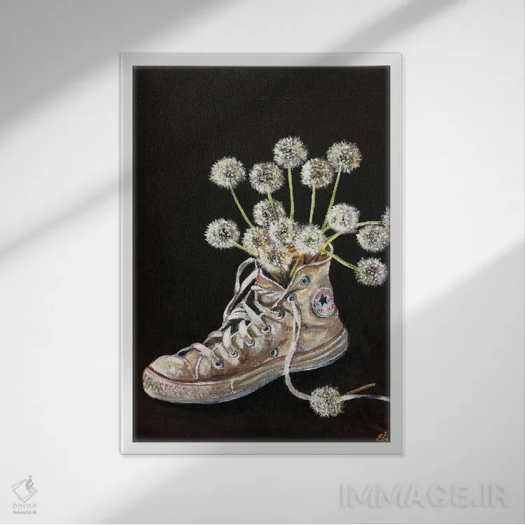 تابلو دکوراتیو قاصدک ها اثر لنا اسمیرنوا - نمای قابدار سفید