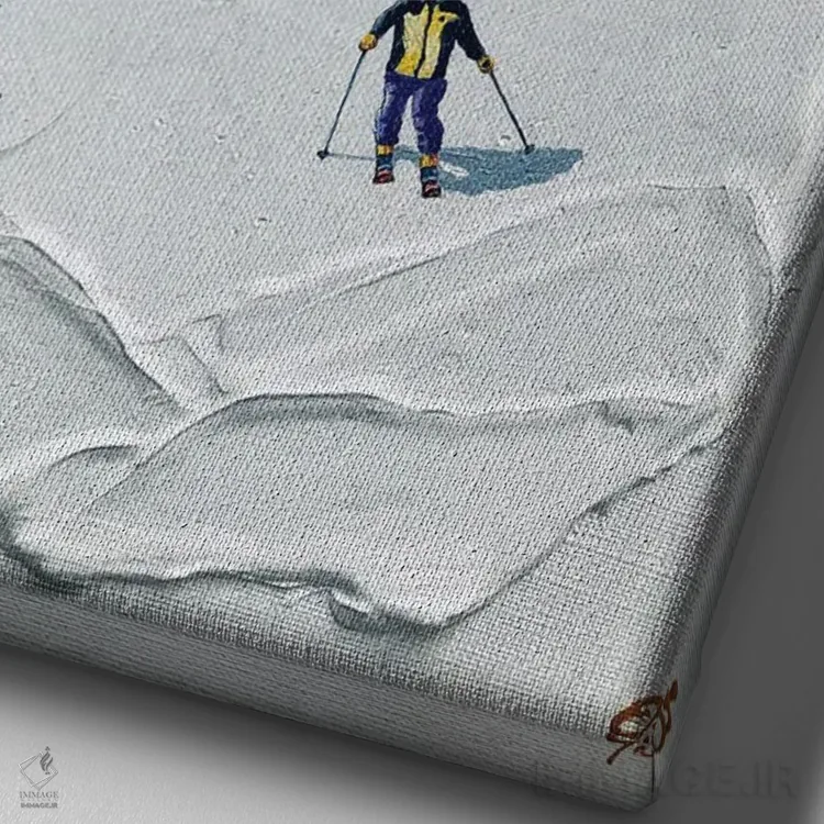 تابلو دکوراتیو پیست اسکی II اثر لنا اسمیرنوا - نمای نزدیک بافت بوم