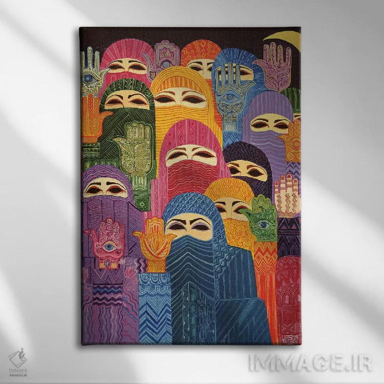 تابلو کلاسیک دستان فاطمه، ۱۹۸۹ اثر لیل شوا - نمای روبهرو روی دیوار