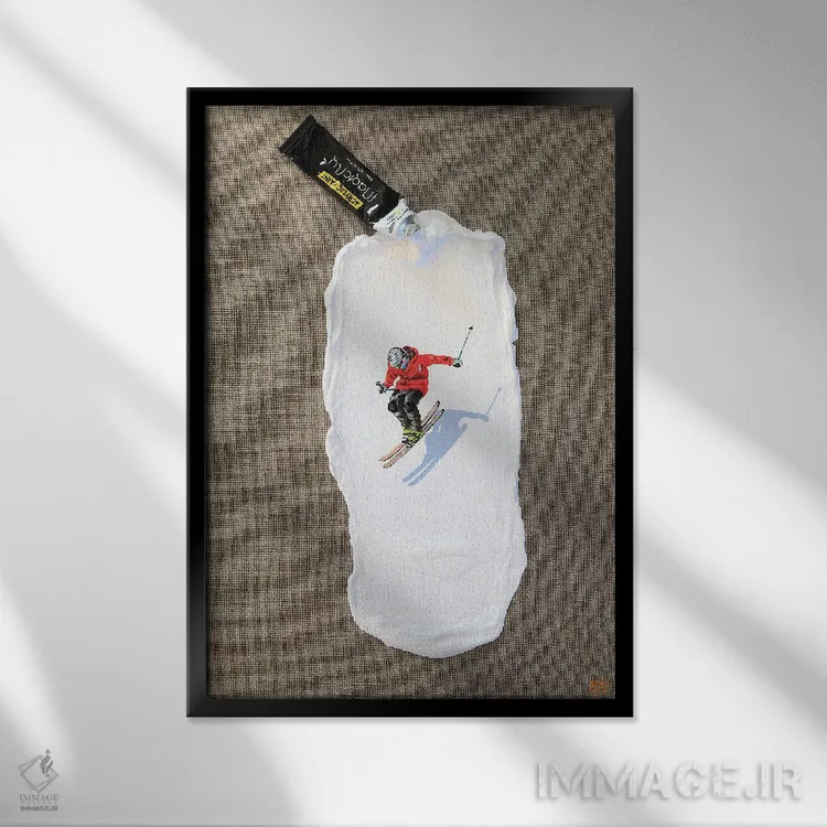 تابلو دکوراتیو پیست اسکی III اثر لنا اسمیرنوا - نمای قابدار مشکی