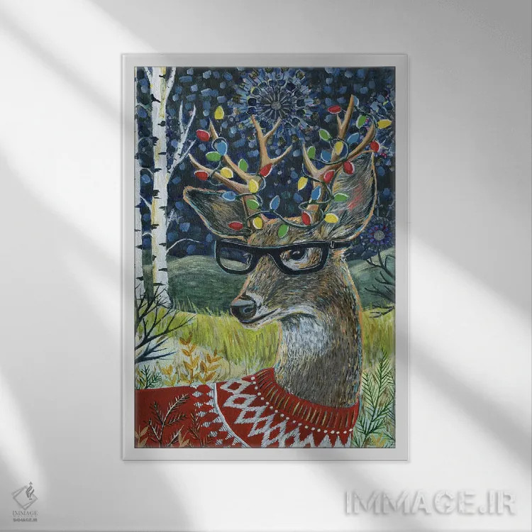 تابلو دکوراتیو شب زمستانی اثر لینه آ توبیاس - نمای قابدار سفید