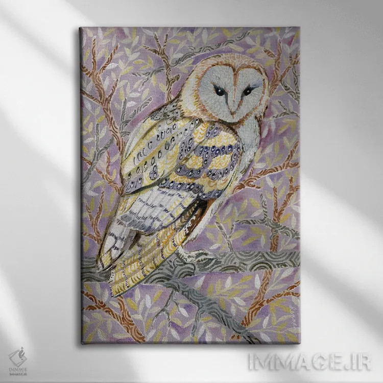 تابلو دکوراتیو جغد زمستانی اثر لینه آ توبیاس - نمای روبهرو روی دیوار