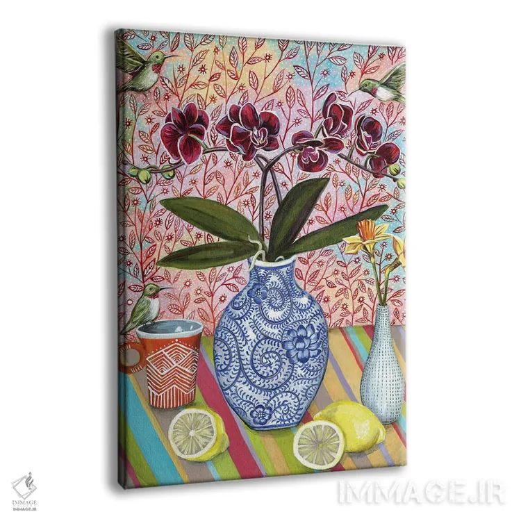 تابلو دکوراتیو طبیعت بی جان با مرغ های مگس خوار اثر لینه آ توبیاس - نمای پرسپکتیو محصول