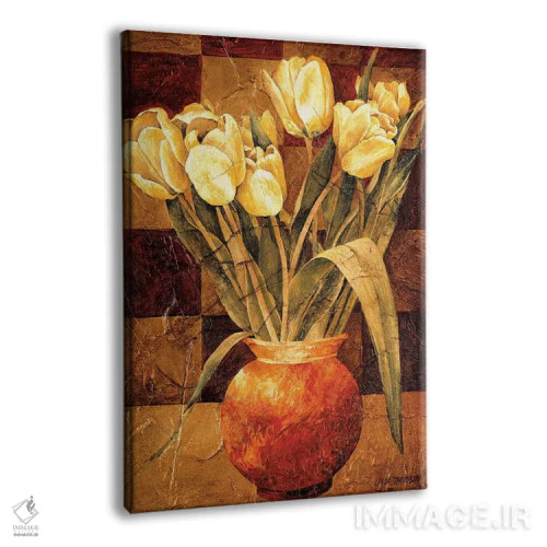 تابلو دکوراتیو لاله های شطرنجی I اثر لیندا تامپسون - نمای پرسپکتیو محصول