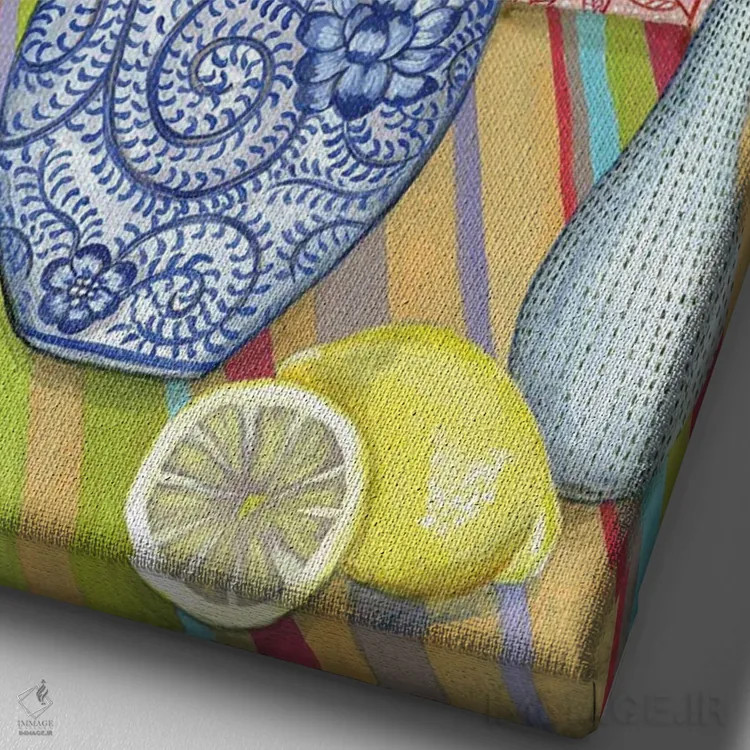 تابلو دکوراتیو طبیعت بی جان با مرغ های مگس خوار اثر لینه آ توبیاس - نمای نزدیک بافت بوم