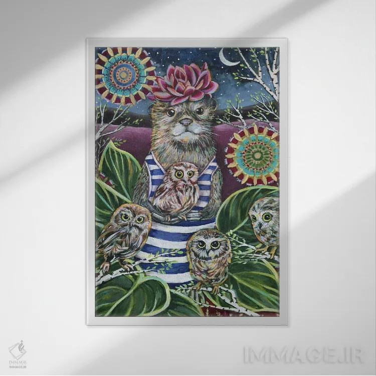 تابلو دکوراتیو پرستار کودک اثر لینه آ توبیاس - نمای قابدار سفید