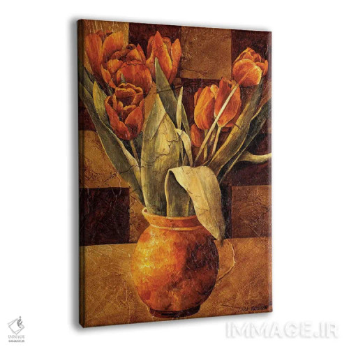 تابلو دکوراتیو لاله های شطرنجی II اثر لیندا تامپسون - نمای پرسپکتیو محصول