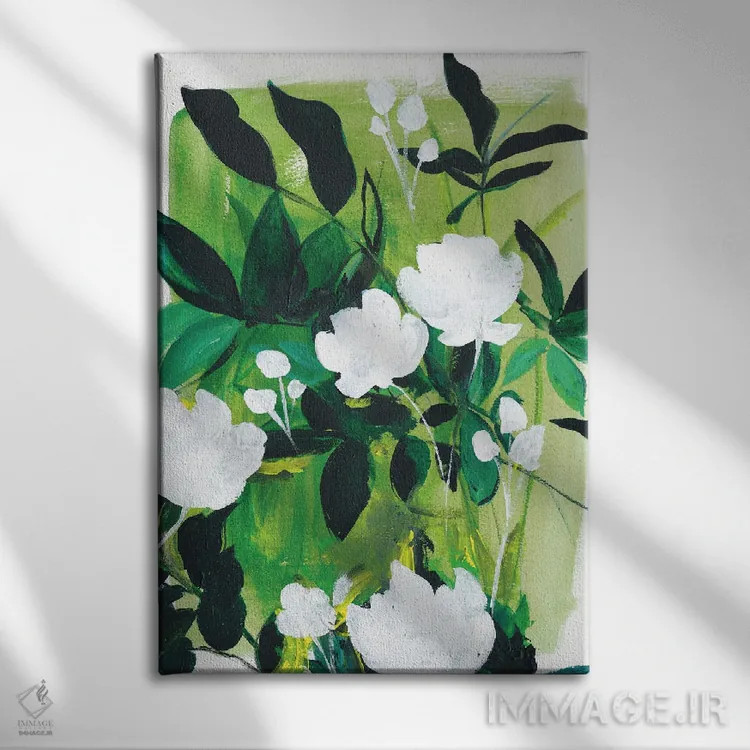 تابلو دکوراتیو انتزاعی جنگل اثر کریستین لیندستروم - نمای روبهرو روی دیوار