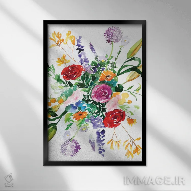 تابلو دکوراتیو ماندالای گل اثر کریستین لیندستروم - نمای قابدار مشکی