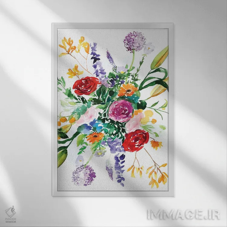 تابلو دکوراتیو ماندالای گل اثر کریستین لیندستروم - نمای قابدار سفید