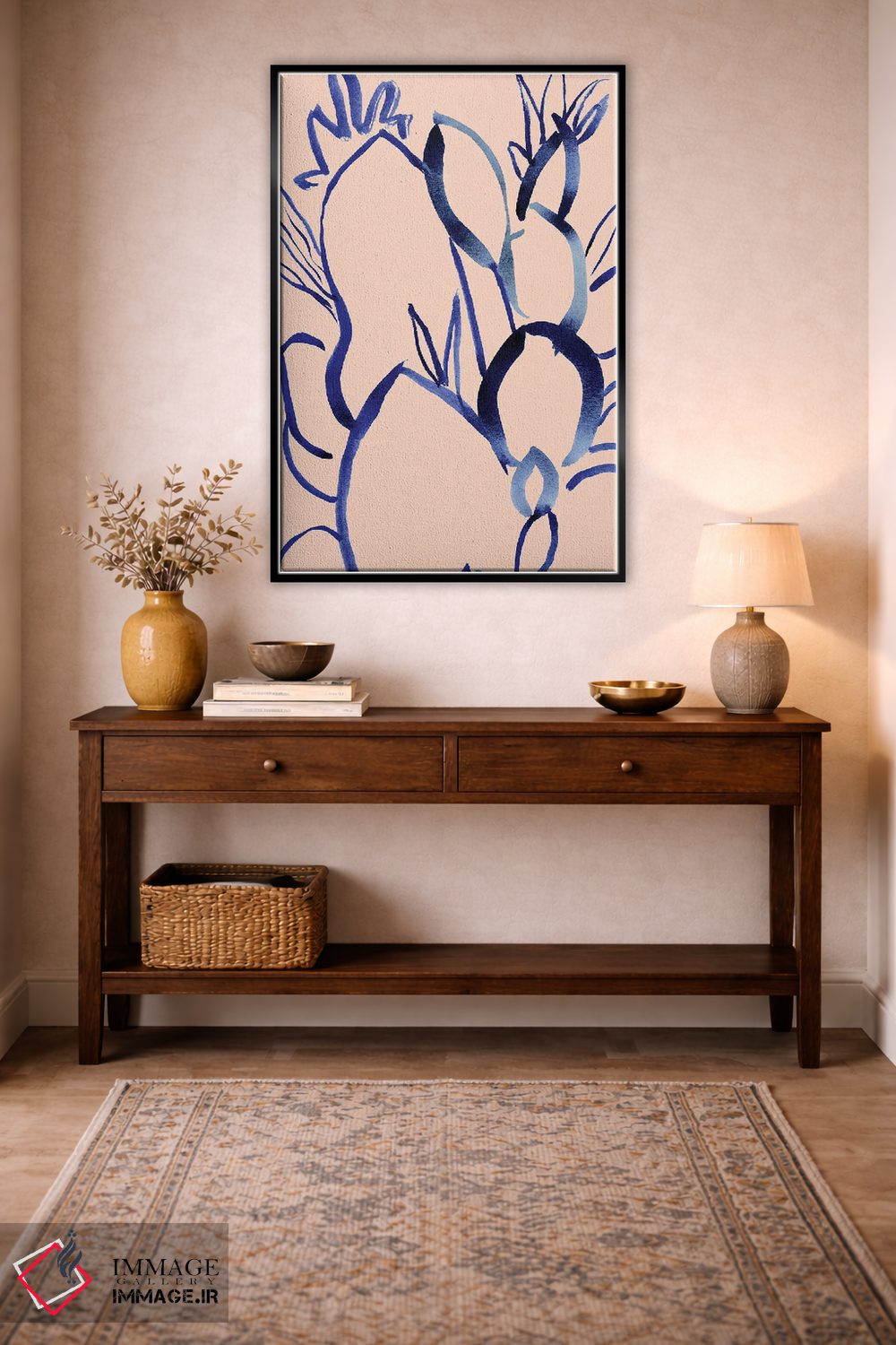 تابلو مینیمال برگ های جوهری اثر کریستین لیندستروم - D3B