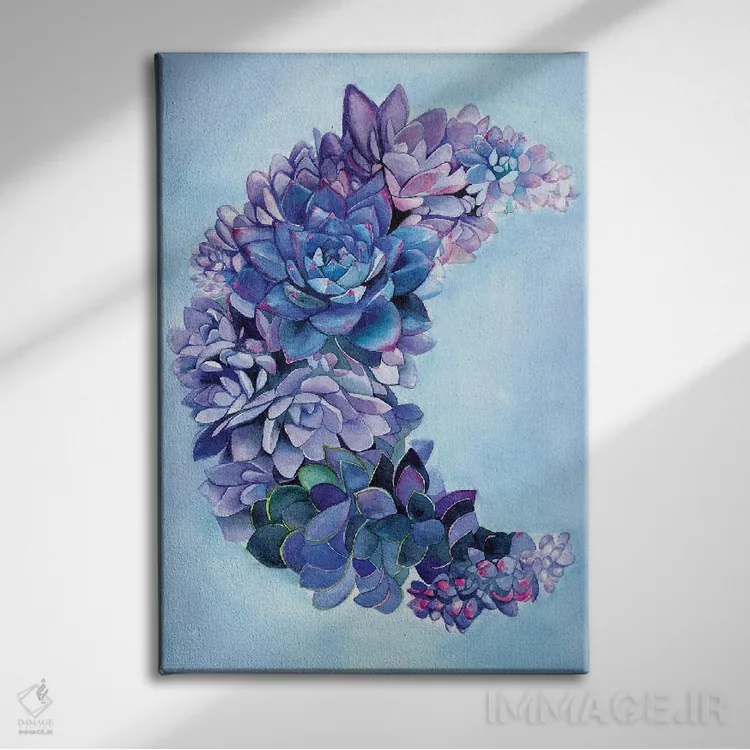 تابلو دکوراتیو باغ ماه ساکولنت اثر کریستین لیندستروم - نمای روبهرو روی دیوار