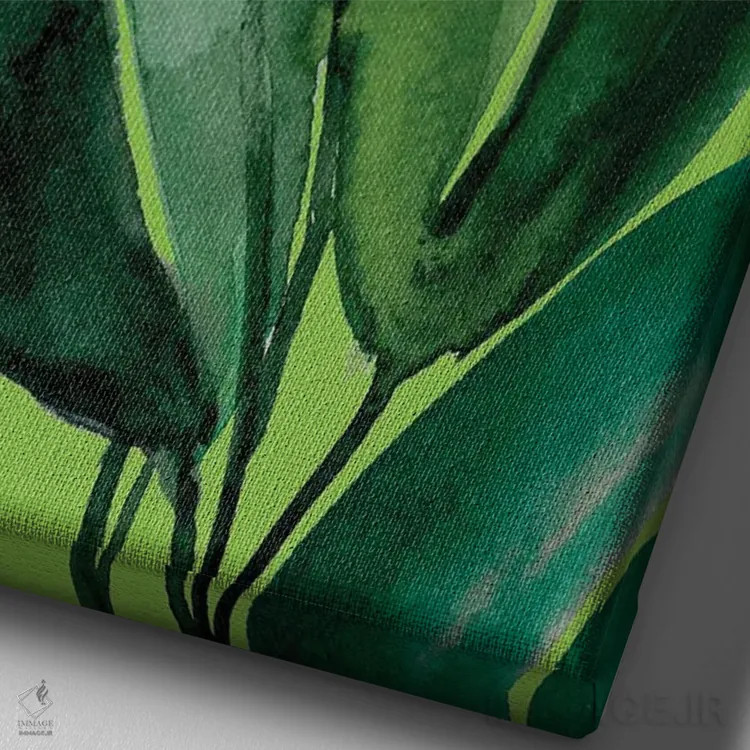 تابلو دکوراتیو گیاه فیکوس اثر کریستین لیندستروم - نمای نزدیک بافت بوم