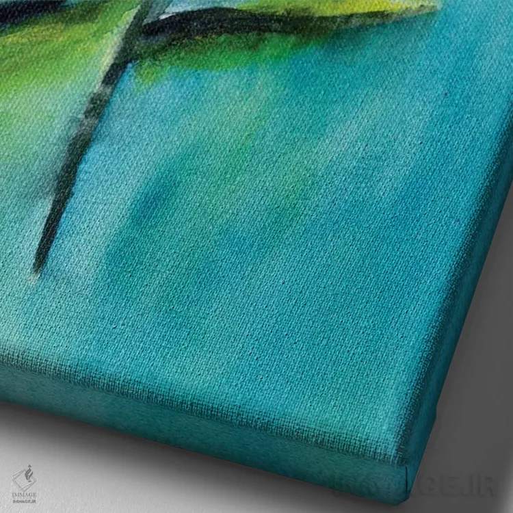 تابلو دکوراتیو گل صدتومانی اثر کریستین لیندستروم - نمای نزدیک بافت بوم