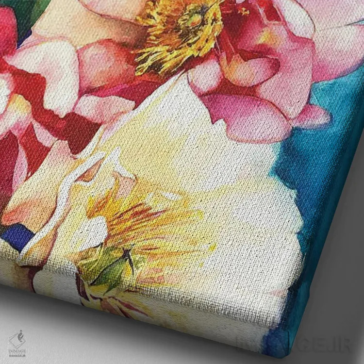 تابلو دکوراتیو گل های استوایی I اثر کریستین لیندستروم - نمای نزدیک بافت بوم