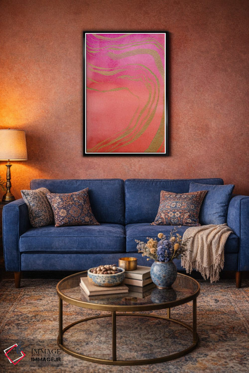 تابلو مینیمال عقیق نارنجی سرخابی اثر کریستین لیندستروم - D5B