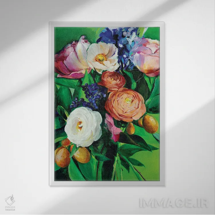 تابلو دکوراتیو او آتشی برافروخت اثر کریستین لیندستروم - نمای قابدار سفید