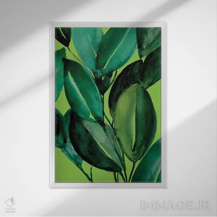 تابلو دکوراتیو گیاه فیکوس اثر کریستین لیندستروم - نمای قابدار سفید