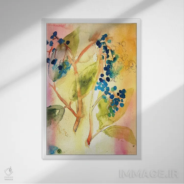 تابلو انتزاعی انتزاعی گیاهی اثر کریستین لیندستروم - نمای قابدار سفید