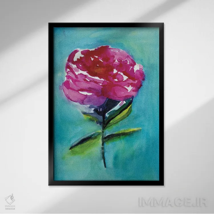 تابلو دکوراتیو گل صدتومانی اثر کریستین لیندستروم - نمای قابدار مشکی