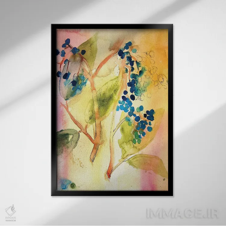 تابلو انتزاعی انتزاعی گیاهی اثر کریستین لیندستروم - نمای قابدار مشکی